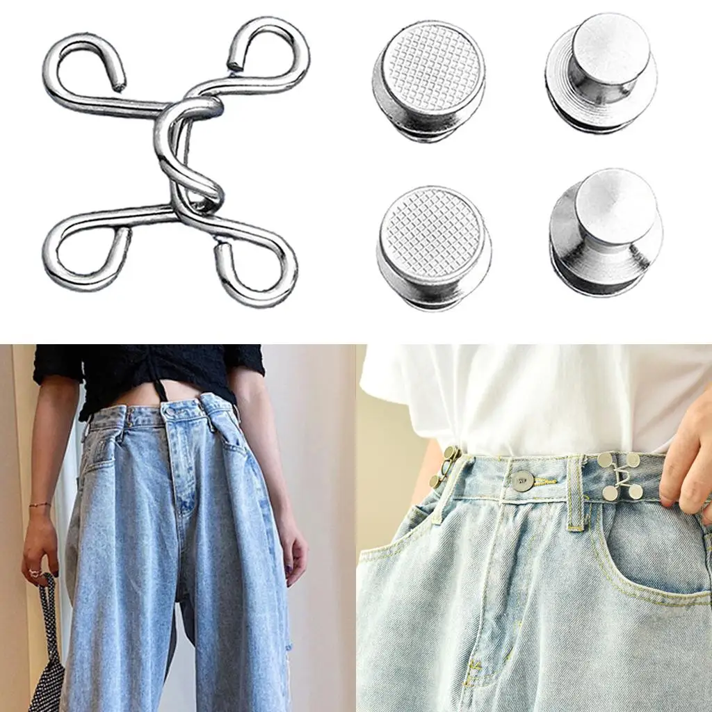 Detachable Waist Buckles Extender Set 27mm Metal Snap Button Kit for Jeans Trousers for All Ages