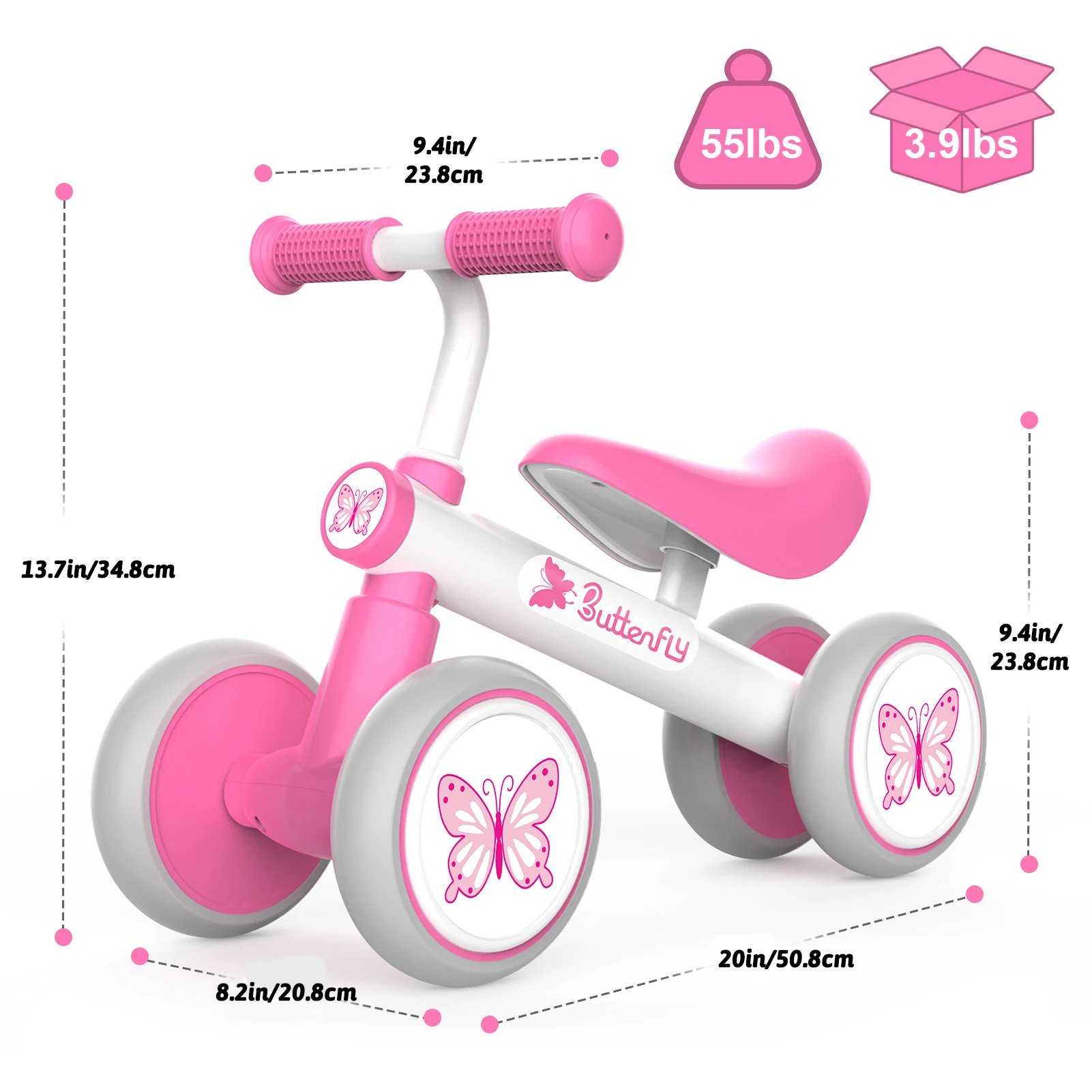 Baby Balance Bike 1 Year Old, Toddler Bike For One Year Old Girl Birthday Gift, 1-3 Years Toddler First Bike With No Pedal & Sil