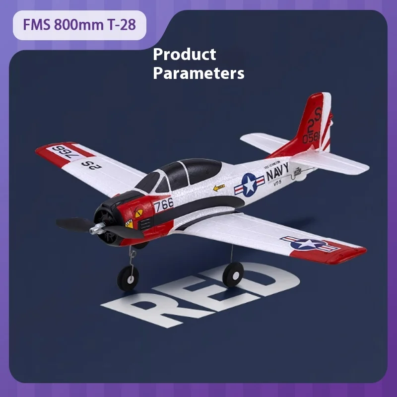 

FMS 800mm T-28 Beginner Small 4CH Remote Control Aircraft Outdoor Assembly Foam Machine Fixed Wing Model Children'S Gift
