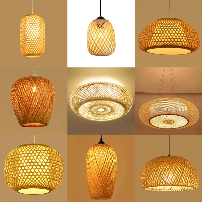 diametro 40 50 60cm rattan luzes de teto pingente sombra restaurante lampada do teto sombra casa arte decorativa lustre abajur 01