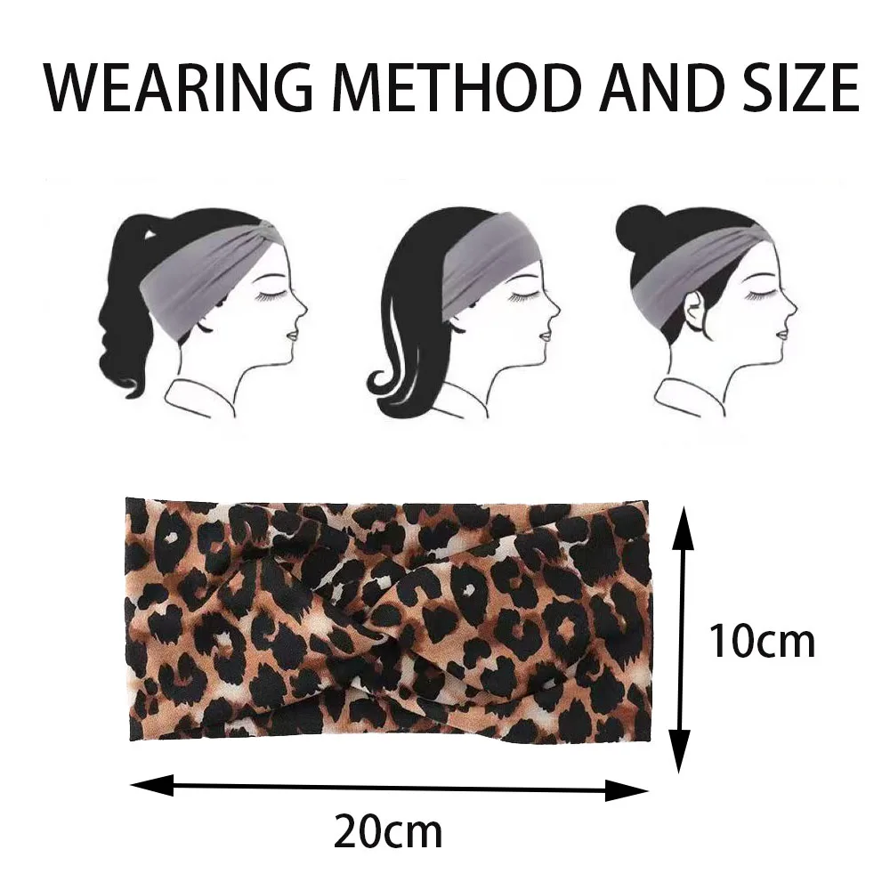 Nuove donne di moda croce tinta unita elasticità stampa leopardo fasce per fiori ragazze turbante vintage trucco accessori per capelli