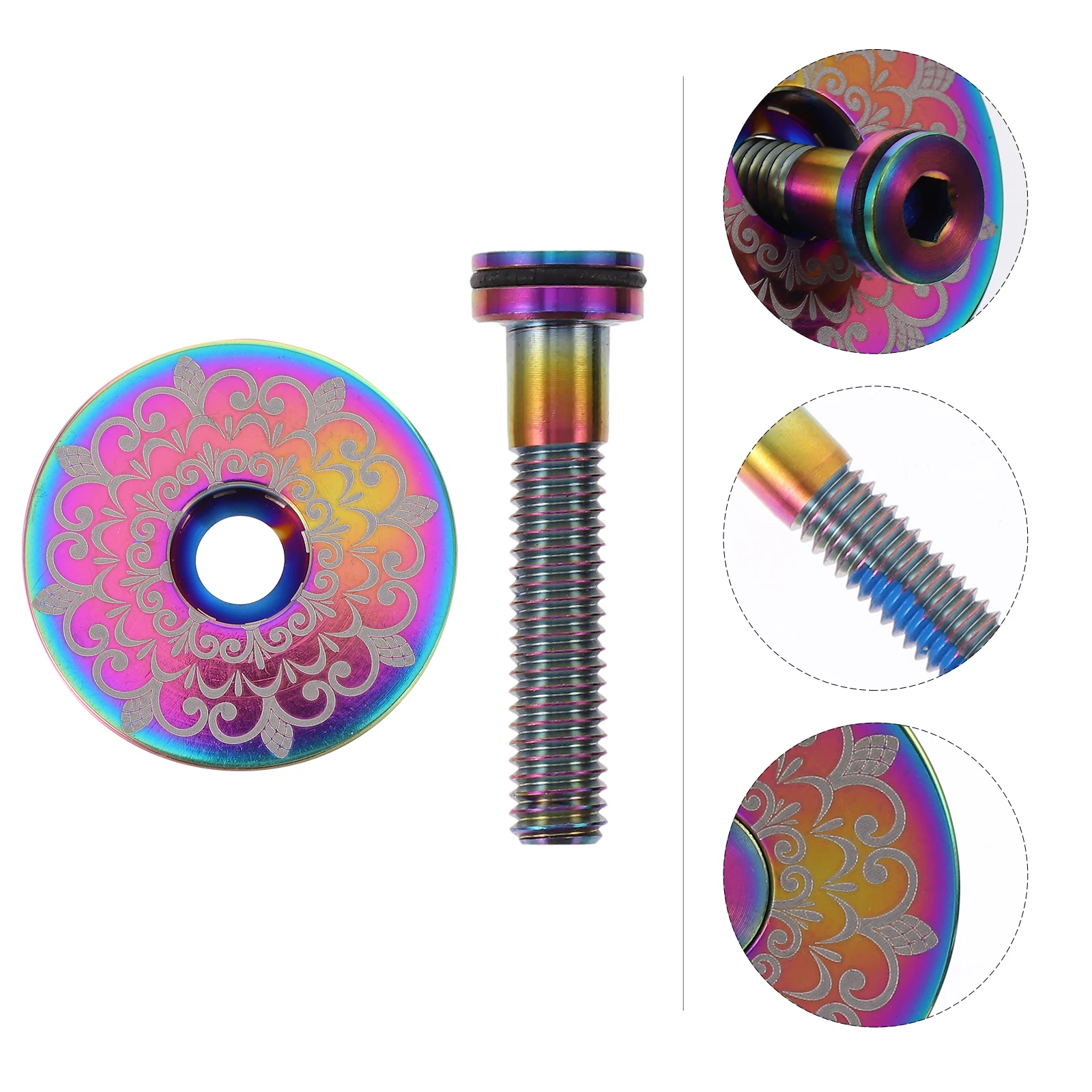 

1 Set Titanium Alloy Bike Bowl Cover Durable Light Weight High Strength Smooth Surface For Mountain Road Bikes Stem Fork Cap
