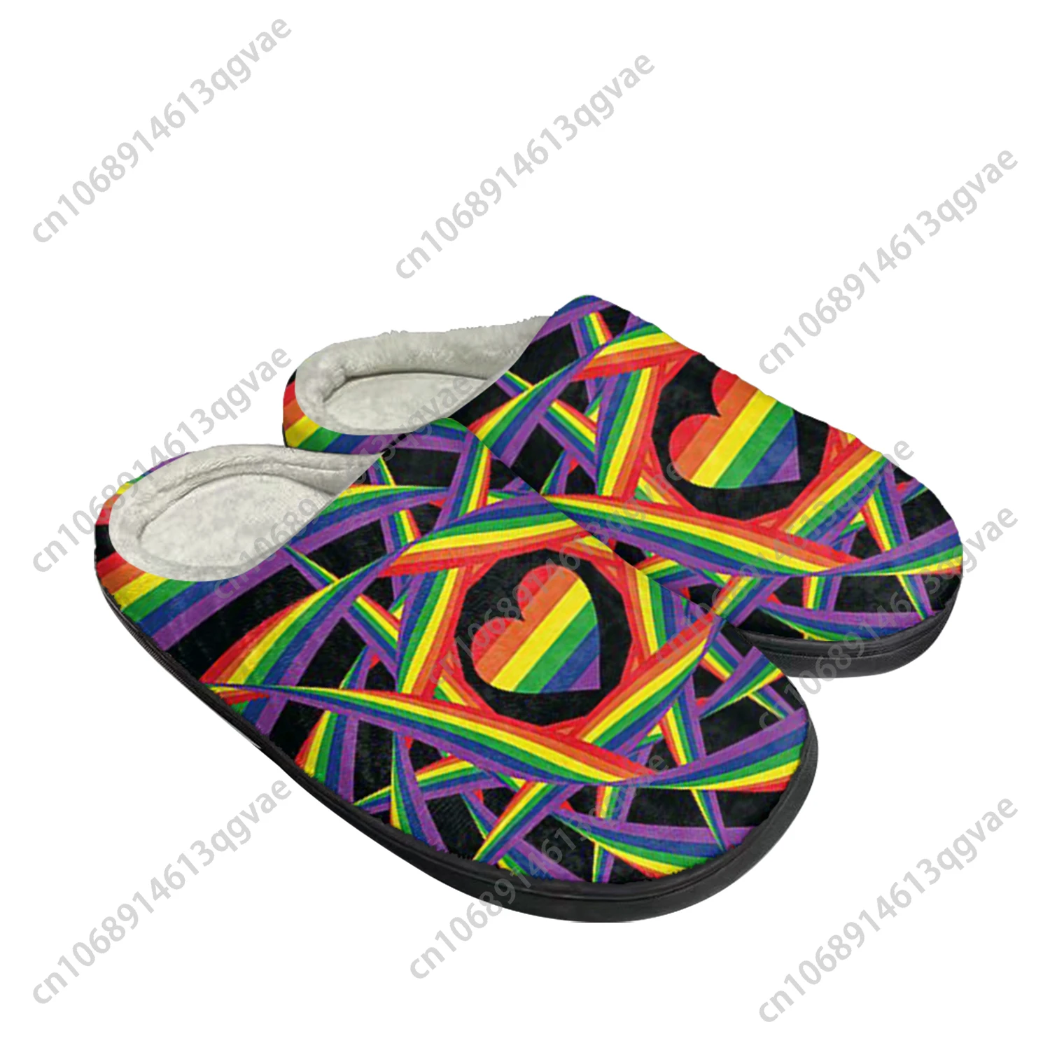 Gay Pride Rainbow Love Home Cotton Slippers Mens Womens Plush Bedroom Casual Keep Warm Shoes Thermal Indoor Slipper Custom Shoe