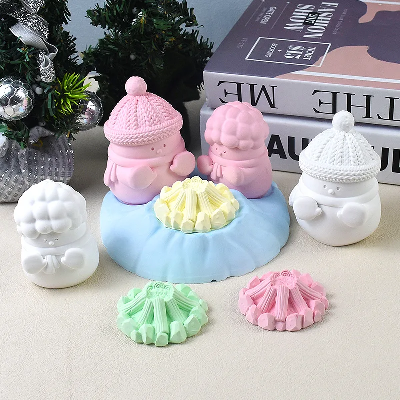 DIY Lagerfeuer Schneemann Silikon Formen 3d niedlichen Schneemann Kerze Gips Seife Harz Handwerk Schimmel DIY Schokoladen kuchen Backwerk zeuge