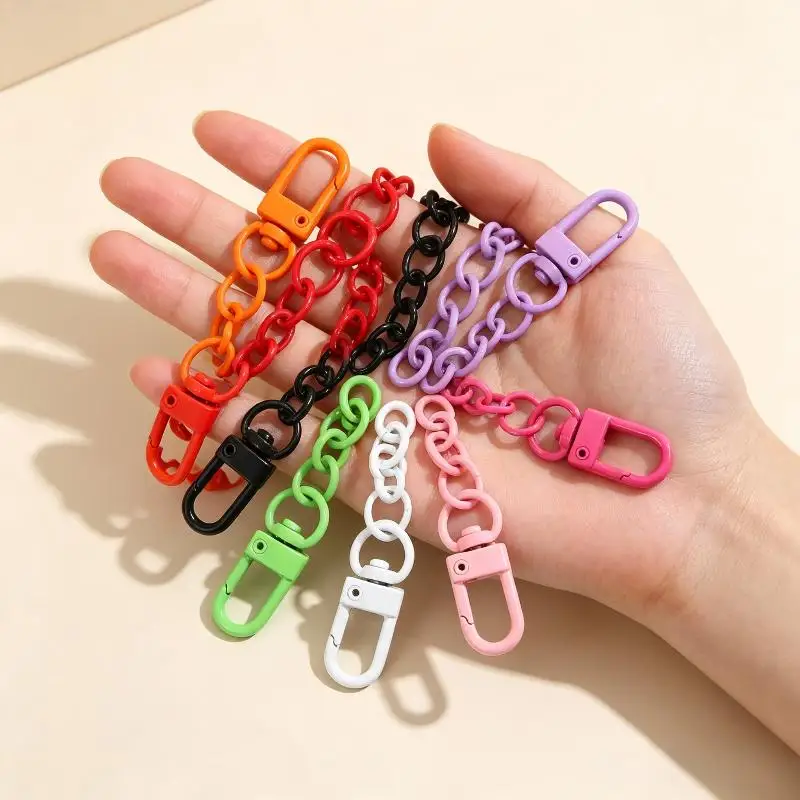 10Pcs Colorful Lobster Clasp Spring Buckle with Chains Keychain Accessories for DIY Jewelry Enthusiasts Craft Use