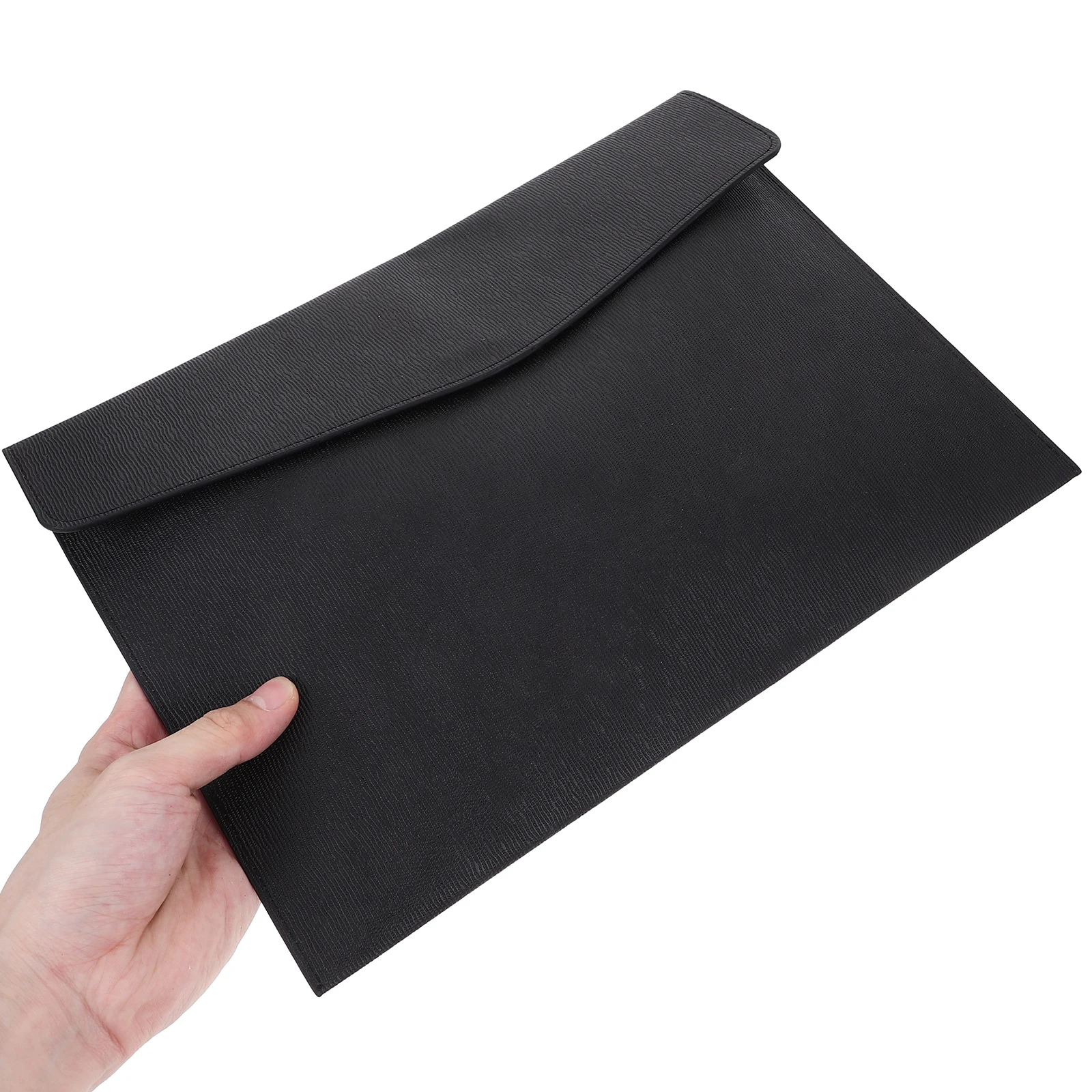 

1pc Premium Faux Document Bag Holder Office Organizer Portable File Pouch Safe Button Closure Money Cash Receipt