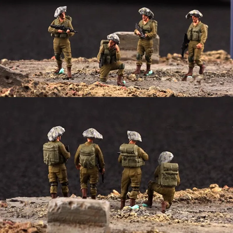 1:72 Scale Model 4/5 Pcs Israel Defense Forces Soldiers Action Figure Toys Scene Accessory Dolls Display Collection Gift Fans