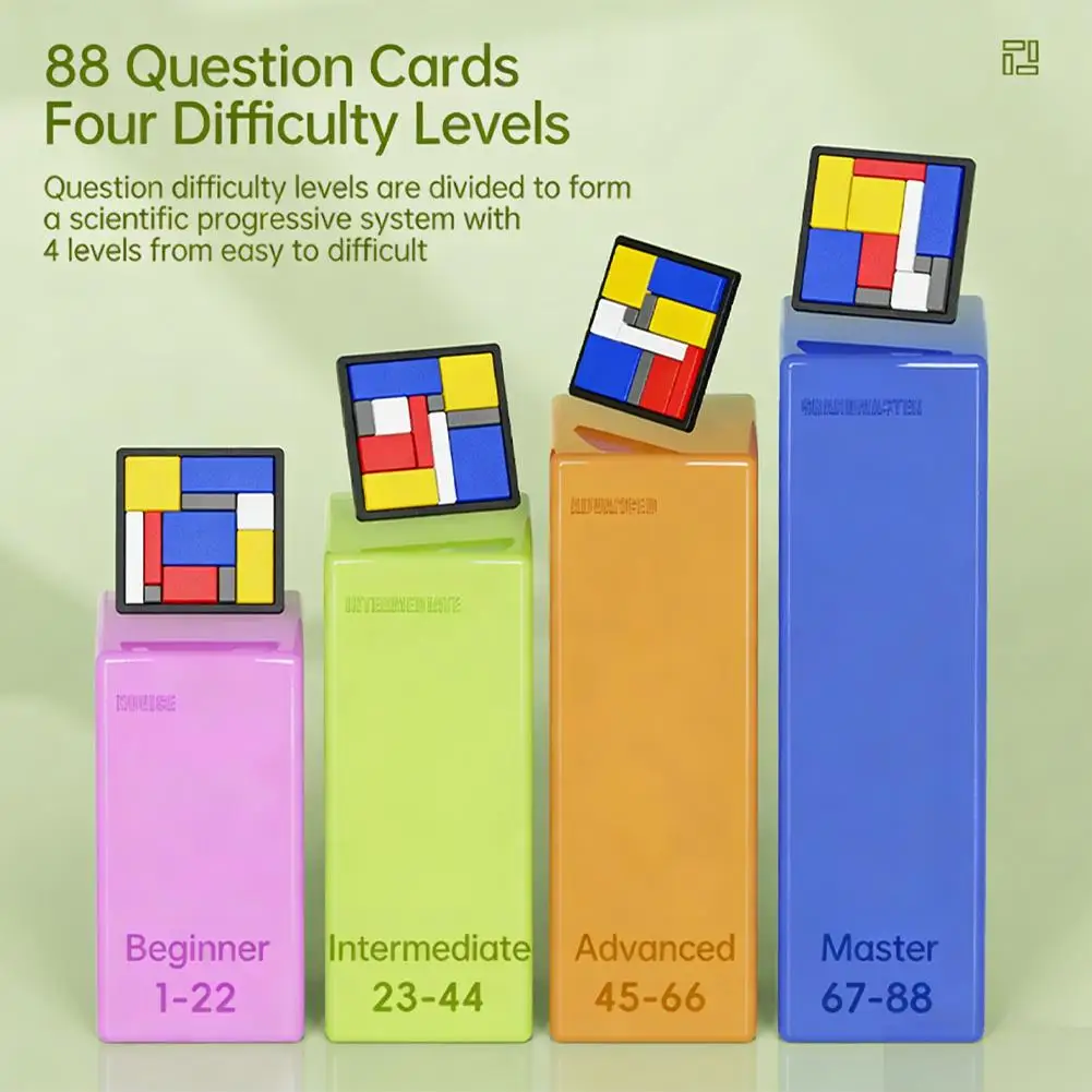Challenges Logic Puzzle Game Educational Brain Teaser Toy with 4 Progressive Difficulty Levels  Rotating Card Thinking Training