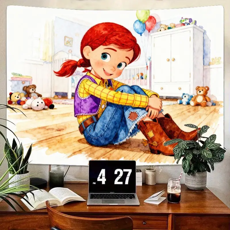

1PC Toy Story Young Jessie Kawaii Cute Cowgirl Girl Tapestry Modern Polyester Wall Art Nursery Bedroom Living Room Decor Gift fo