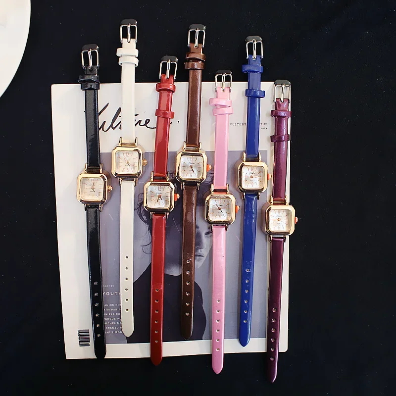 Brand Mini Square Women\'s Watch Simple Fashion Student Leather Strap Quartz Wristwatches Luxury Gift Ladies Watches Wholesale