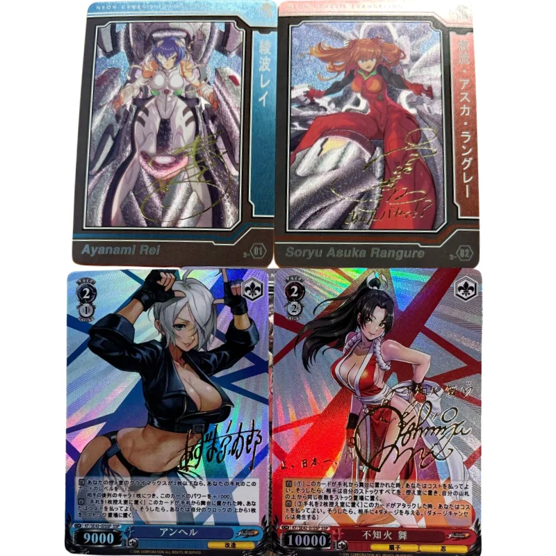 ACG WS Cards KOF Mai Shiranui Angel Asuka Ayanami Rei Katsuragi Misato Anime Game Characters Collection DIY Color Flash Card Toy