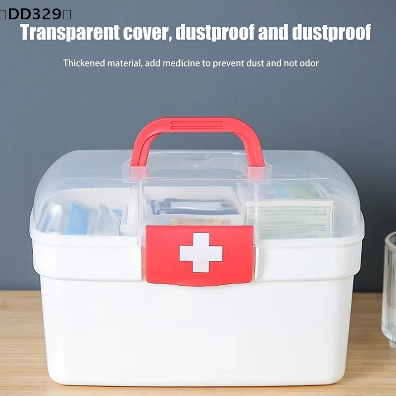 Portable Medicine Storage Box Large Capacity Medicine Kit Family Hand First Aid Chest Simple Travel Emergency Box〔DD329〕