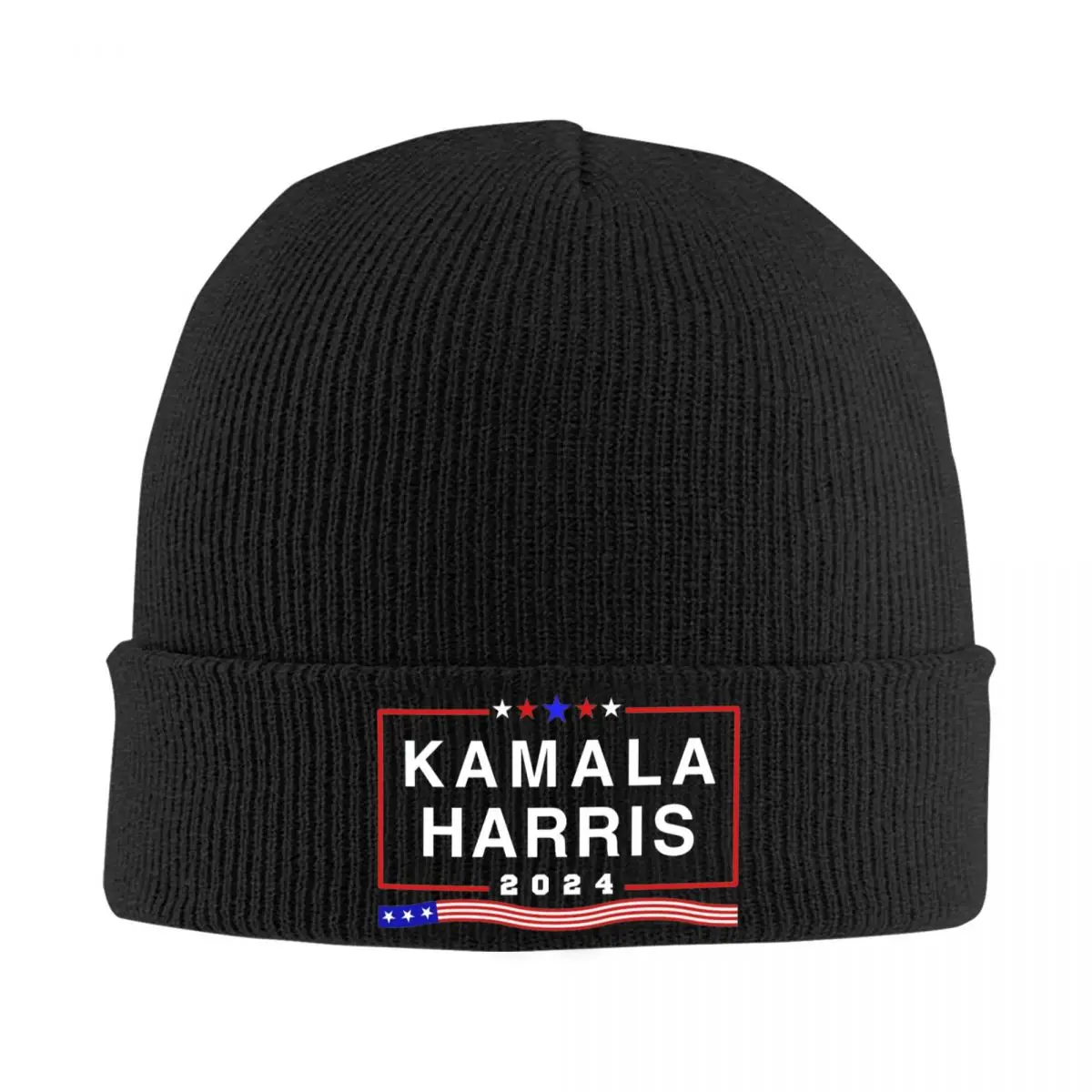 Kamala Harris 2024 Campaign Poster Knitted Caps for Women Men Beanies Autumn Winter Hat Vote for Progress Crochet Melon Cap