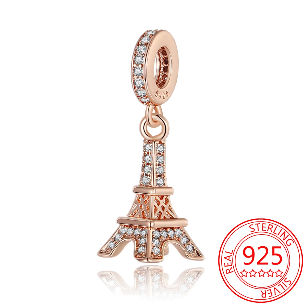 Beautiful 925 Sterling Silver Architectural Lighthouse Church Eiffel Tower Pendant Fit Brand Bracelet Travel Souvenirs Gifts