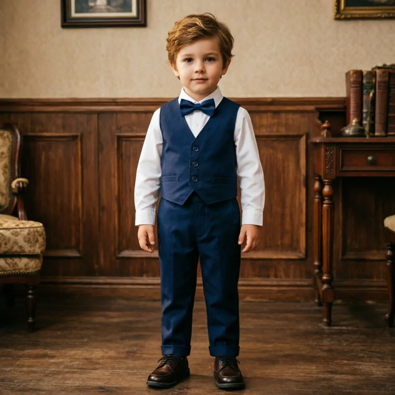 Boys Formal Dress Suit 3 Piece Gentleman Vest Shirts Pants Set Kids Wedding Party Outfit Baby Birthday Photograph