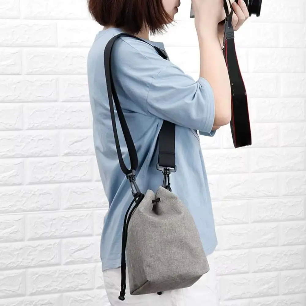 

Portable Waterproof Camera Bag Compact Durable Lens Drawstring Pouch Fleece Lightweight Photography Protective Bag Outdoor