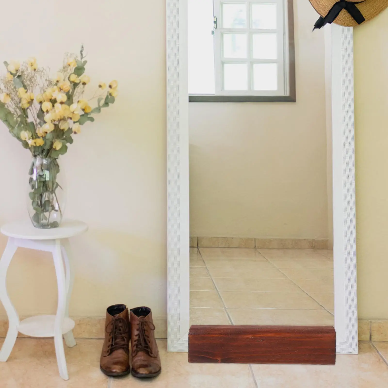 

Floor Mirror Base 25x8 Walnut Wood Stand Stable Support Bracket for Mirror Holder Decorative Practical Display