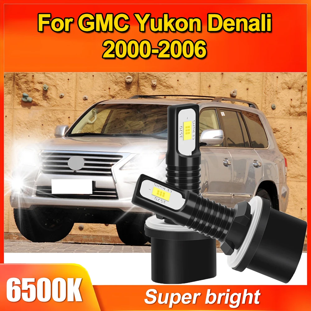 

2PCS LED Headlight Bulb Fog Light Kit 880 6500K White Error Free High Intensity 3570 CSP For GMC Yukon Denali 2000-2006