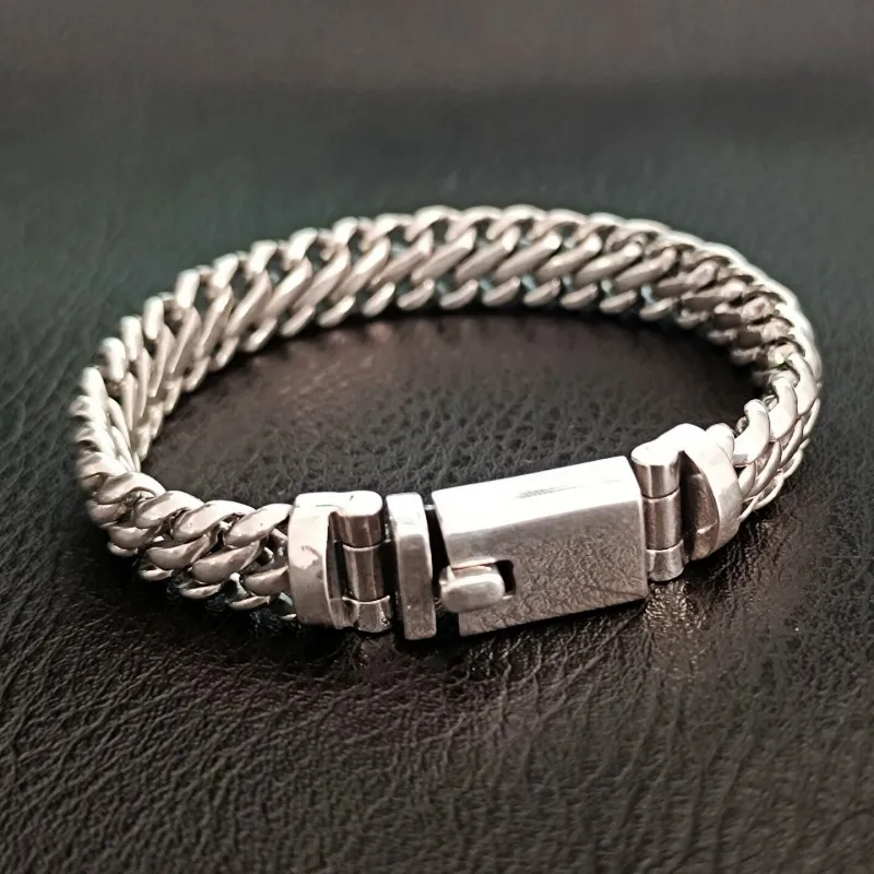 BOCAI New 100% S925 Silver Jewelry Accessories Aggressive Bold Personalized Trend Punk Hip-Hop Rock Men's Bracelet DropShipping