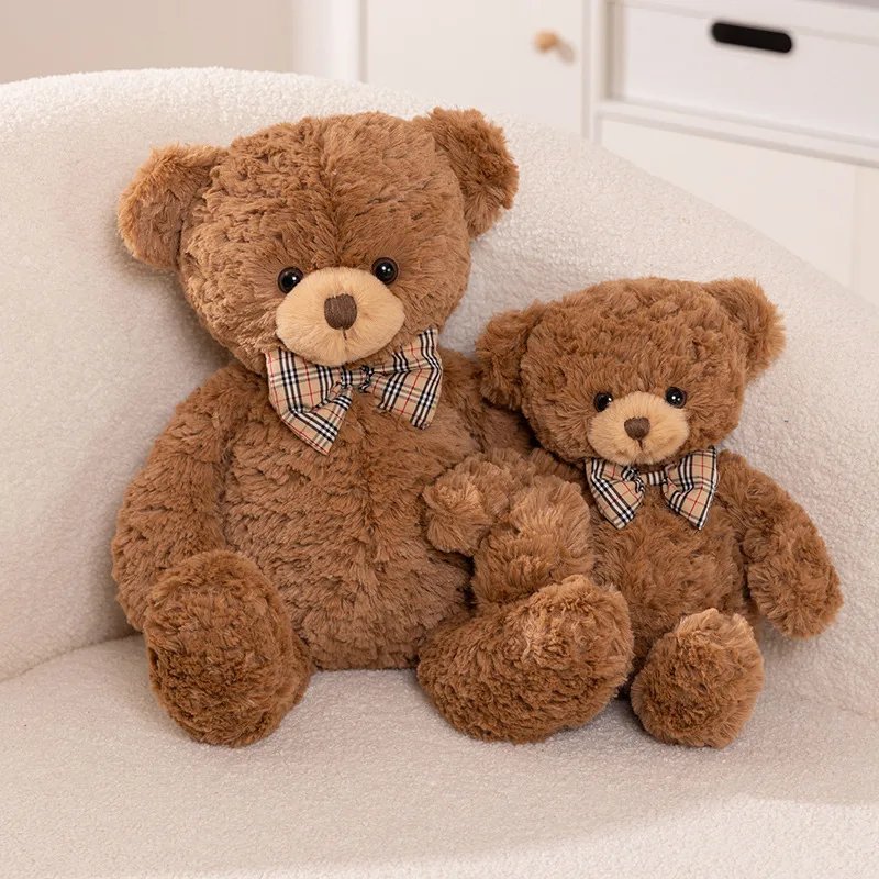 Kawaii ربطة القوس فيونكة الدب دمية ألعاب من نسيج مخملي عناق دمية دب هدية عيد ميلاد وسادة الدب البني غرفة المعيشة المنزلي غرفة نوم #5