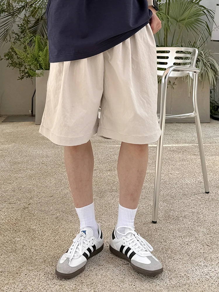 

Новые мужские повседневные свободные брюки-капри 2025 года, однотонные, прямого кроя, для работы и на каждый день, летние