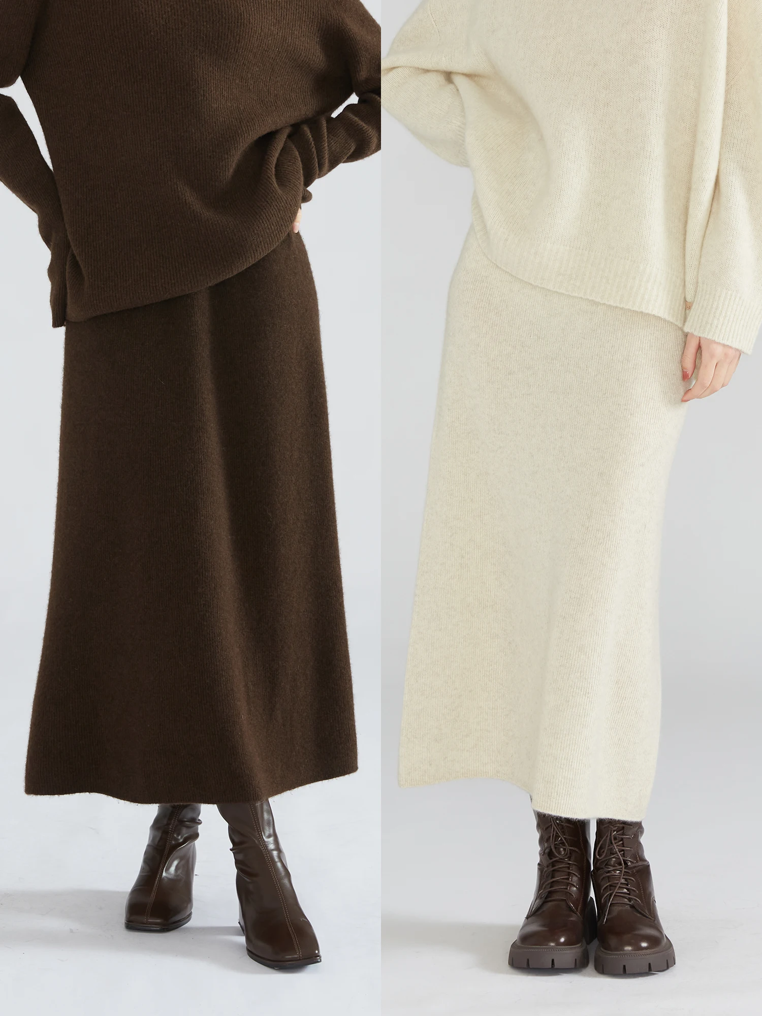 

Утепленная длинная вельветовая мягкая вязаная юбка А-силуэта с высокой талией, стройнящая, зимняя, повседневная, женская, модная, из тибетской шерсти яка THQUE