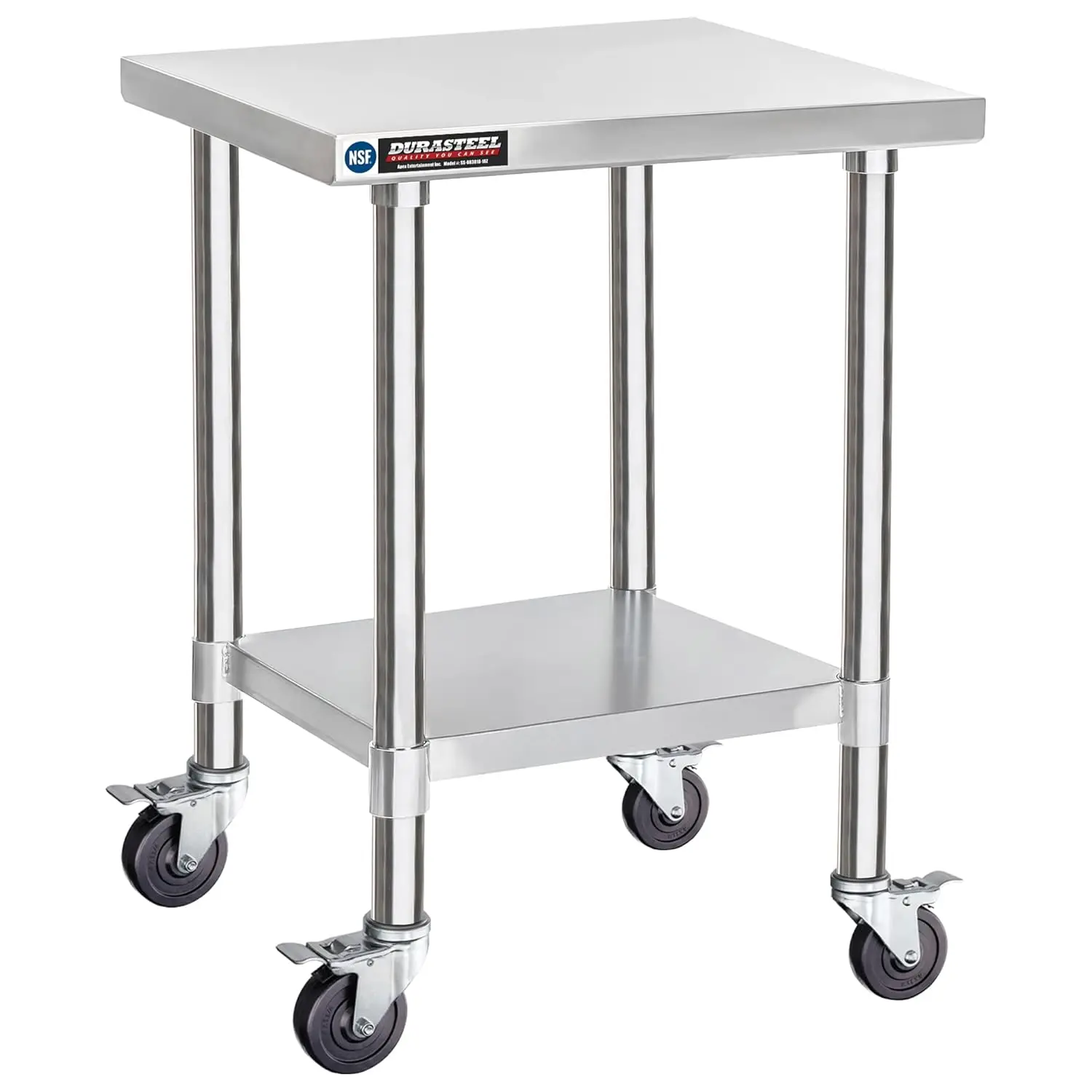 Food Prep Stainless Steel Table - 30 x 18 Inch Metal Table Cart - Commercial Workbench with Caster Wheel