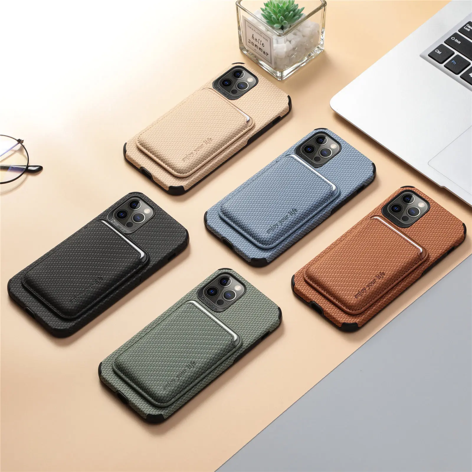 for iPhone 14 13 12 11 Pro Max Mini XS X XR SE 2020 7 8 6 6S Plus Case Magnetic Magsafe Leather Carbon Texture Soft Cover Funda