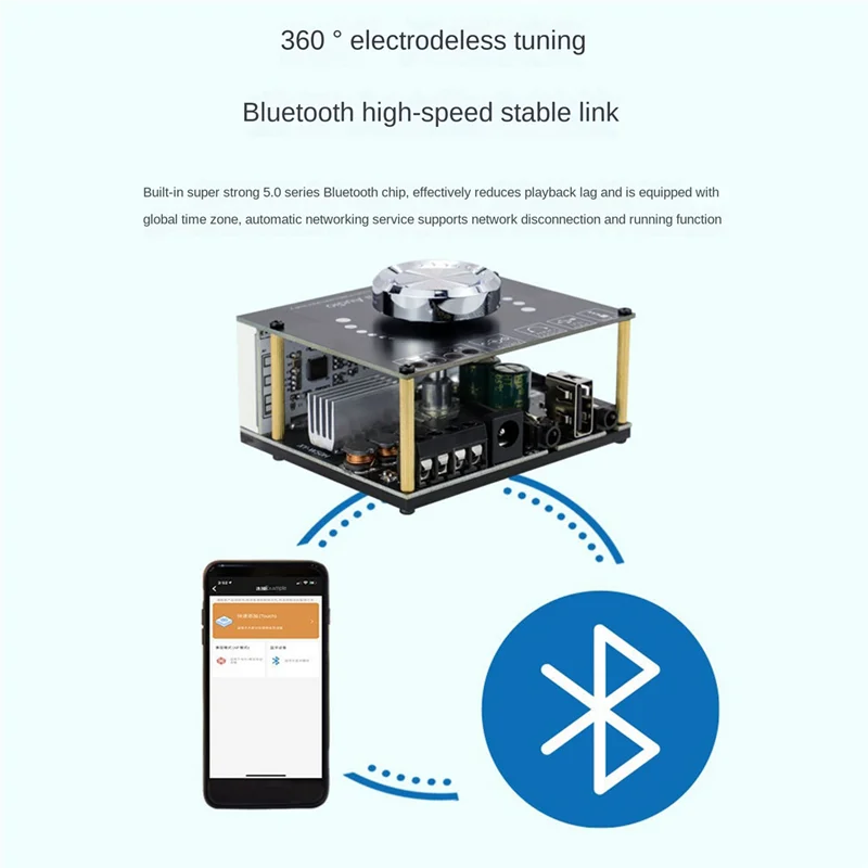 FULL-XY-W50H HIFI Level 50Wx2 Stereo Bluetooth Digital Amplifier Module With WIFI Timing Clock BT5.0 Audio Module DC8-24V Replac