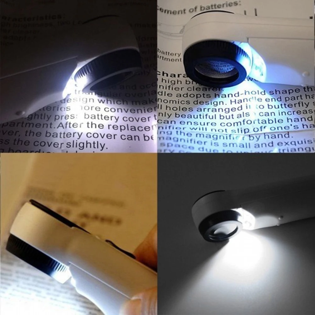 

40X Magnifying Glass With 2 LED Light For Inspect Maps Stamps Jewelry Circuit Boards Handheld Magnifier
