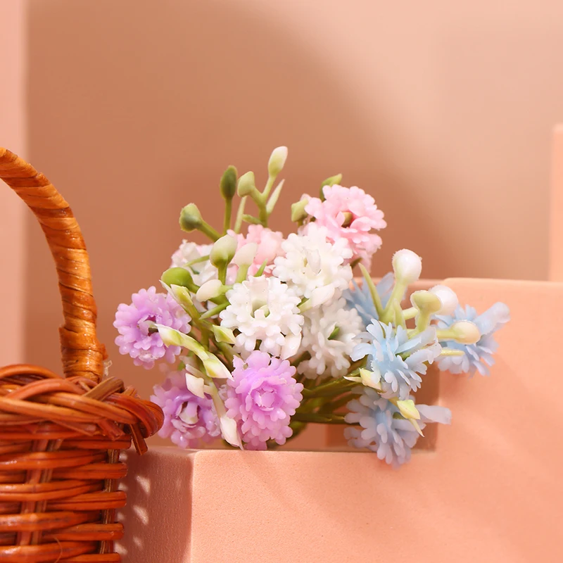 1Set 1:12 Casa delle bambole in miniatura Cesto di fiori intrecciato Cesto a mano Cestino portaoggetti Bambini Giochi di imitazione Accessori per casa delle bambole giocattolo