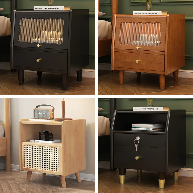 

wholesale night stand modern rattan nightstand burl wood organizer nordic bedside table for bedroom B
