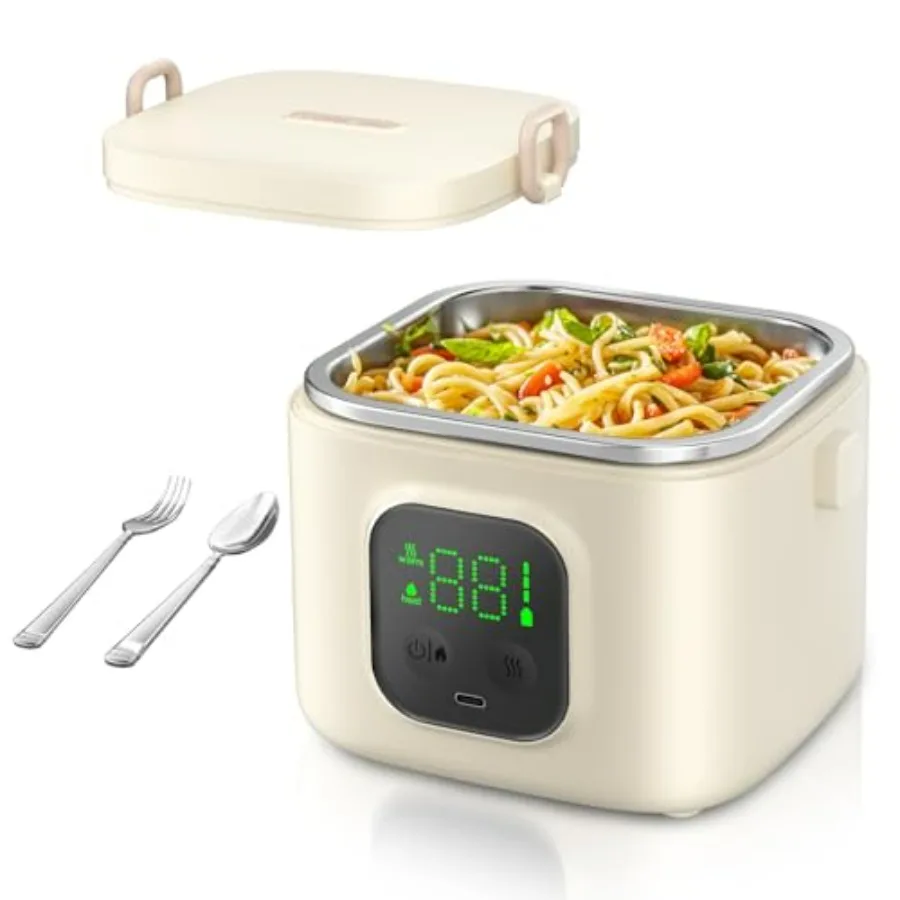 

Cordless Electric Lunch Box for Adults & Kids - 14000mAh Battery Powered, Self Heating Food Warmer with Type-C Rechargeable, 27o