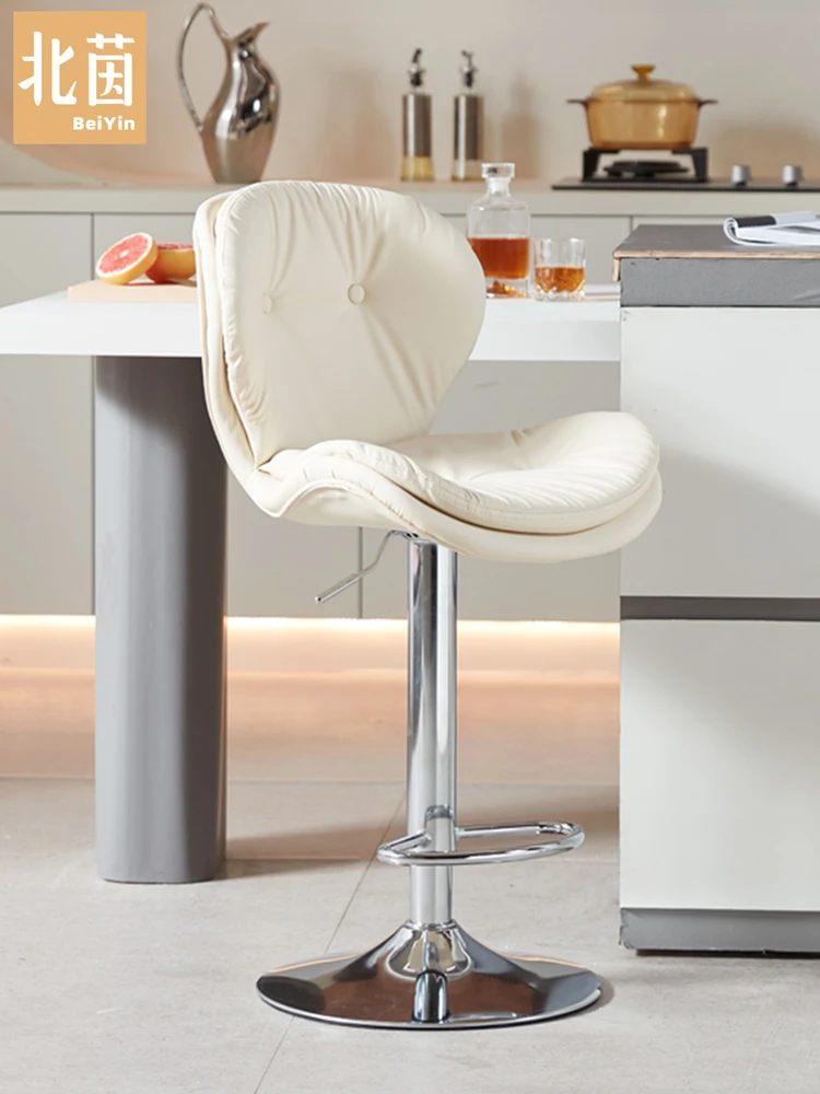 Удобное барное кресло Beiyin с защитой талии, барный стул, регулируемая вращающаяся скамейка с высокими ножками для дома, роскошный и роскошный остров