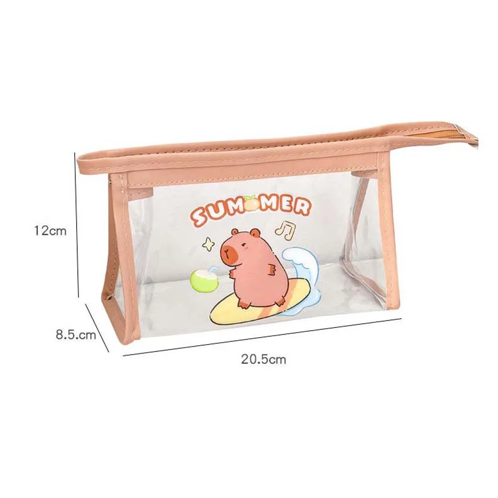 Simpatico animale Capybara Borsa portaoggetti Portamonete Cartoon Capybara Borsa per penne in PVC Trasparente PVC Capibara Astuccio per matite Cancelleria