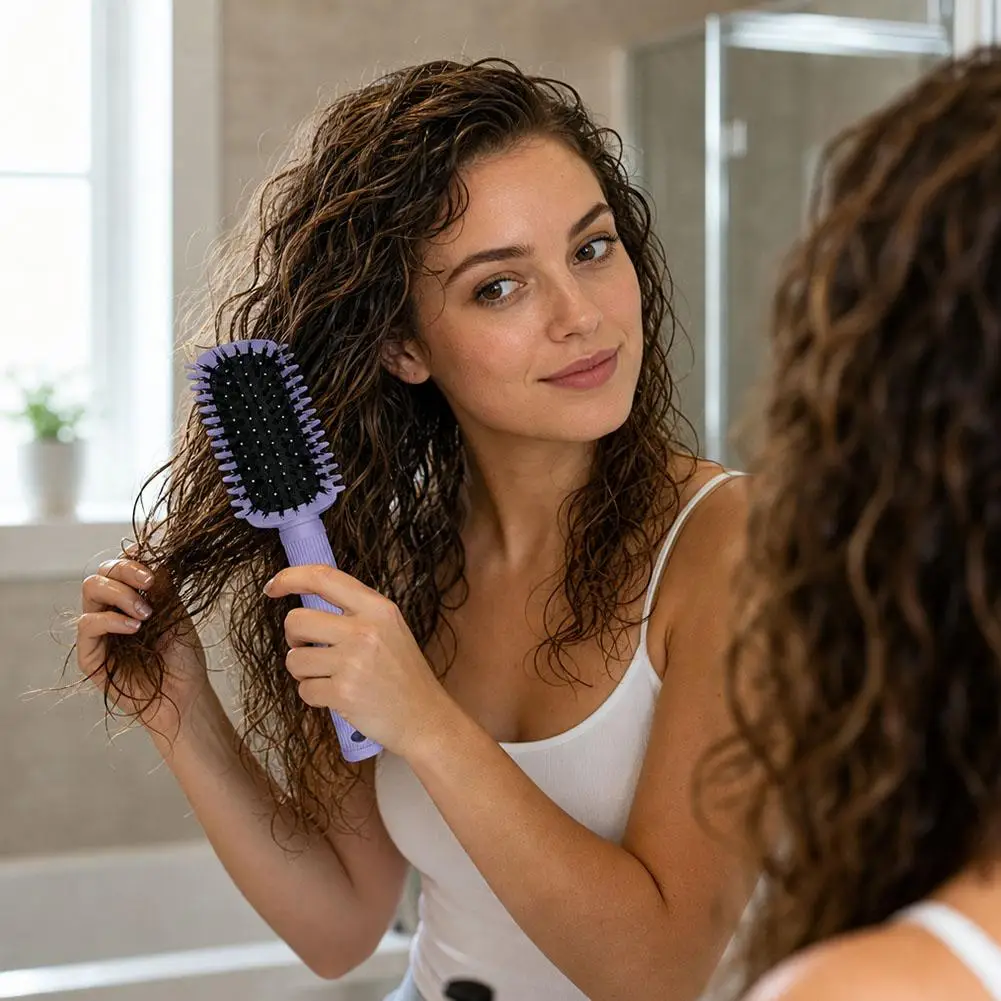 Curly Define Hair Brush Tiny-Waist Anti-Frizz Styling Comb Bouncy Curl Shaping Tool for
