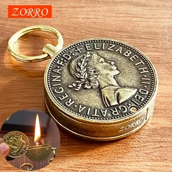 Zorro Retro Coin Keychain Gasoline Kerosene Lighter Series Smoking Igniter Interesting Gadgets Exquisite Gift Portable Cute