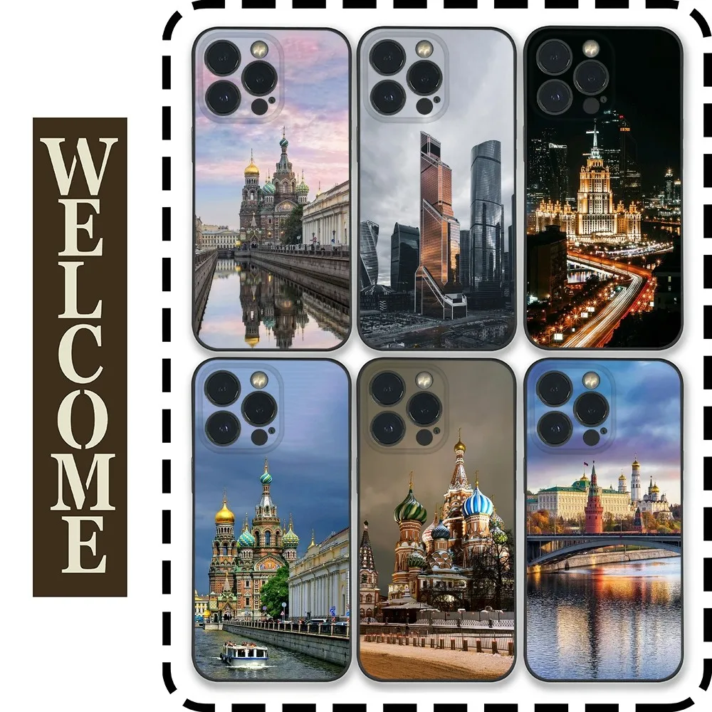 Moscow at night Phone Case for Samsung Galaxy S24 Ultra S22 S23 Ultra S21 S20 5G Protective Silicone TPU Funda