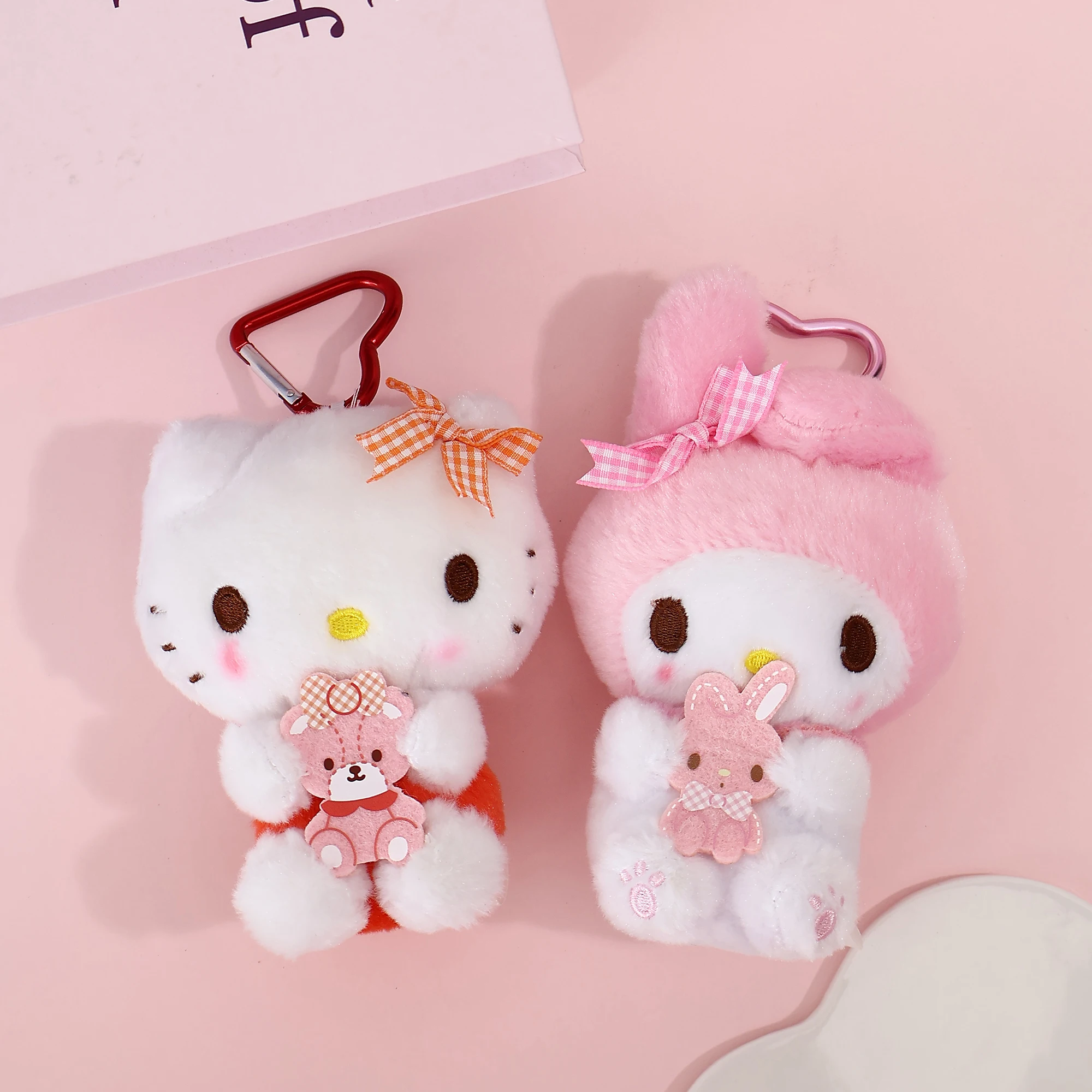 Genuine Sanrio Hello Kitty Kuromi Melody Pachacoo Cinnamoroll Stuffed Toy Pendant Cute Plush Toys Keyring Keychain Birthday Gift