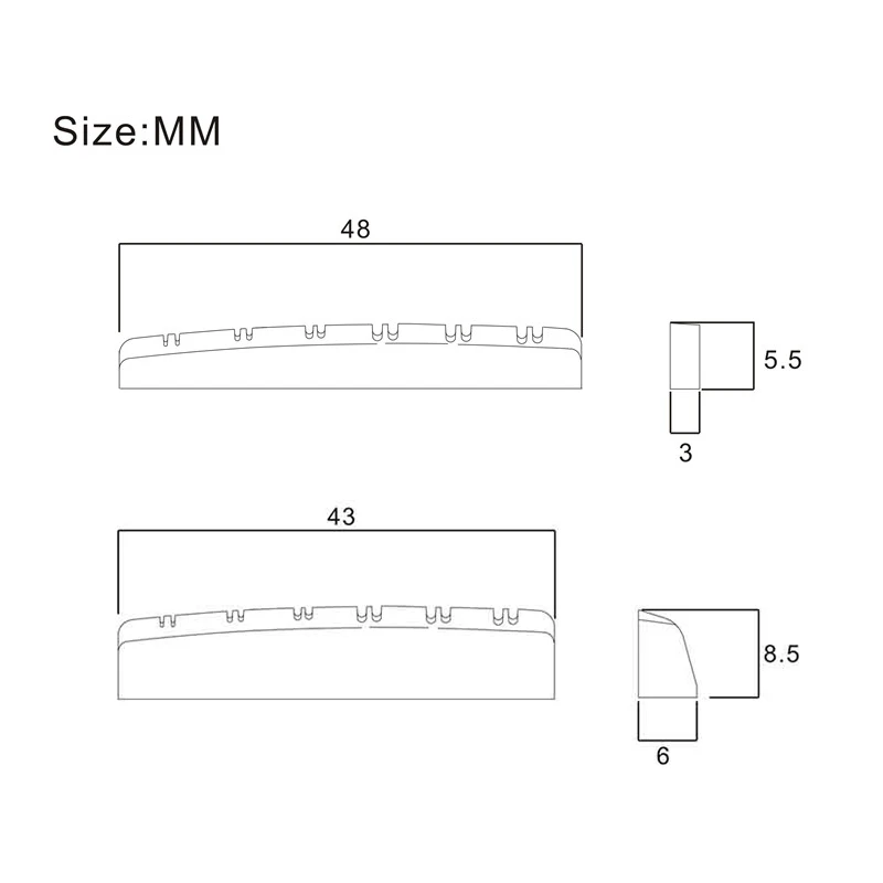 10Pcs Slotted Real Bone 12-String Guitar Nuts For Electric Guitar 43x6x8.5mm/48x3x5.5MM