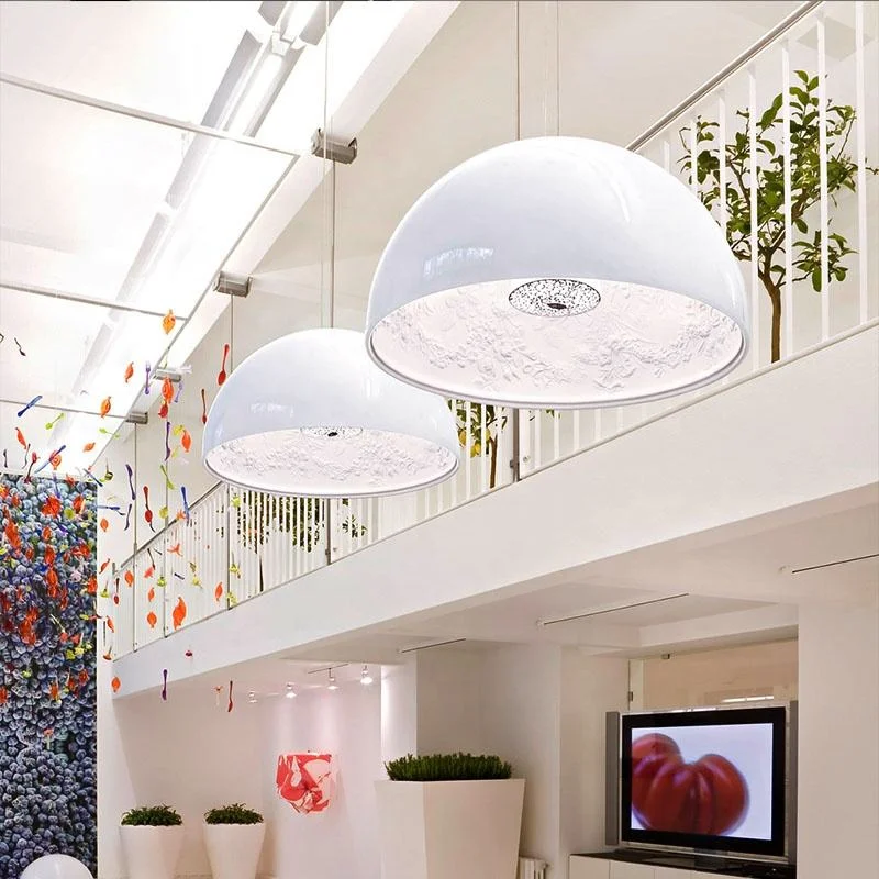 

2025 Modern Style Single head Aluminum Half Circle Lampshade Relief Chandelier lustre Ceiling Suitable for Living room