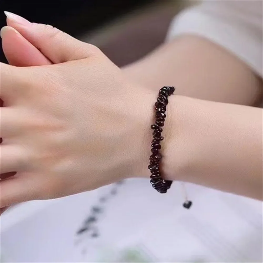 Natural Crystal 5-8mm Special-shaped Wine Red Garnet Beads Bracelet for Women in Charm Bracelets Energy Jasper Jewelry Beading