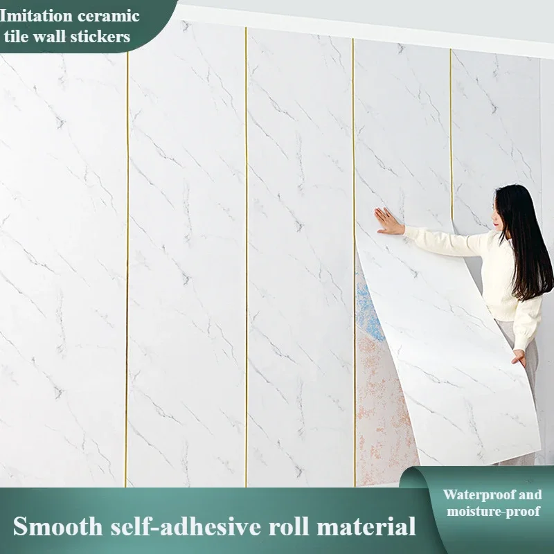 Imitation Ceramic Tile Wall Tiling Kitchen Bathroom Waterproof Marble Wall Sticker Renovation Self-adhesive Wall Stickers