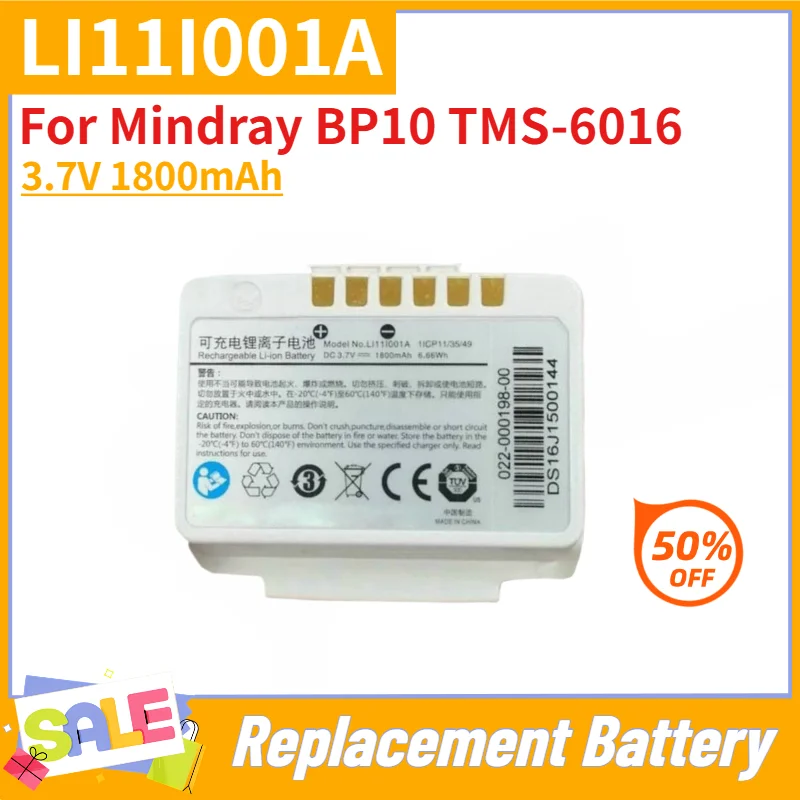 100% New 3.7V 1800mAh High Quality LI11I001A Battery For Mindray BP10 TMS-6016 Telemetry Monitoring System Replacement Battery