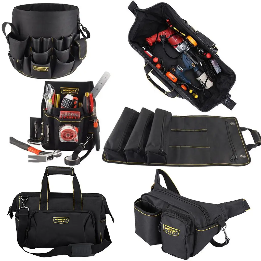 

Прочная холщовая сумка-органайзер для инструментов, большая емкость для хранения инструментов механиков, сантехников и садоводов