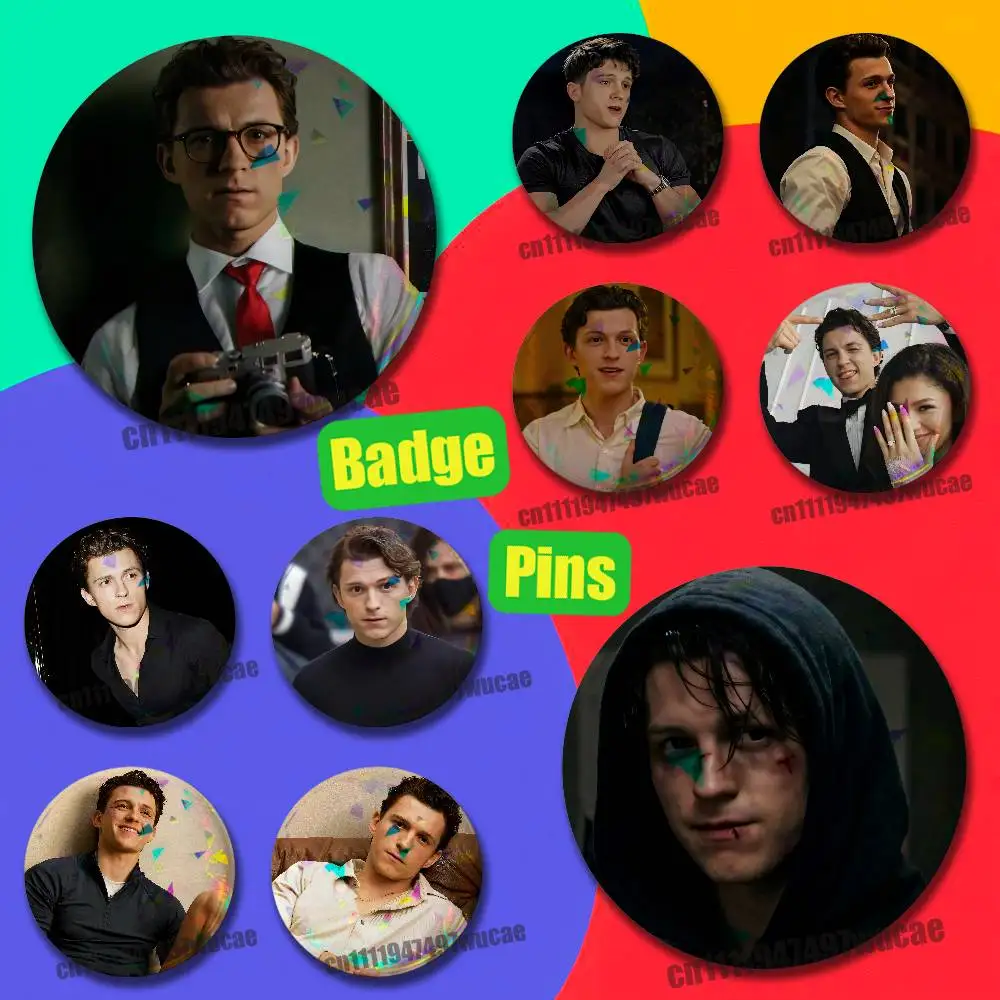 For Actor Tom Holland Badge Cover Custom Pin Insignia Emblem Round 25mm 44mm Laser Film
