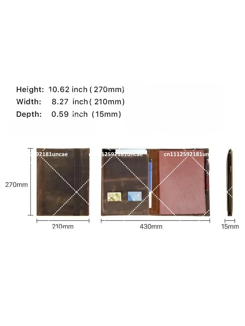 B5 Retro Leather Document Folder Notebook Briefcase Business Contract File Organizer