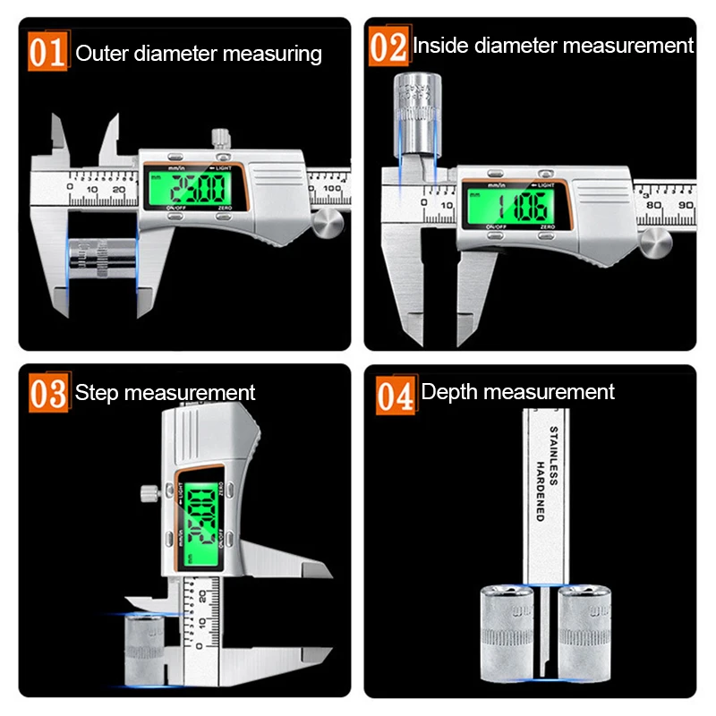 Digital Vernier Caliper 6 Inch 150mm Stainless Steel Electronic Metal Caliper Micrometer Depth Measuring Tools Electronic Ruler