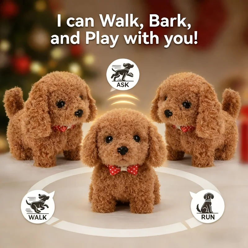 2026 Robotic Dog Simulation Puppy Robot Similar to Real Dogs Lifelike Robot Puppy Kids' Dog Poodle Robot Walking Barking Wagging