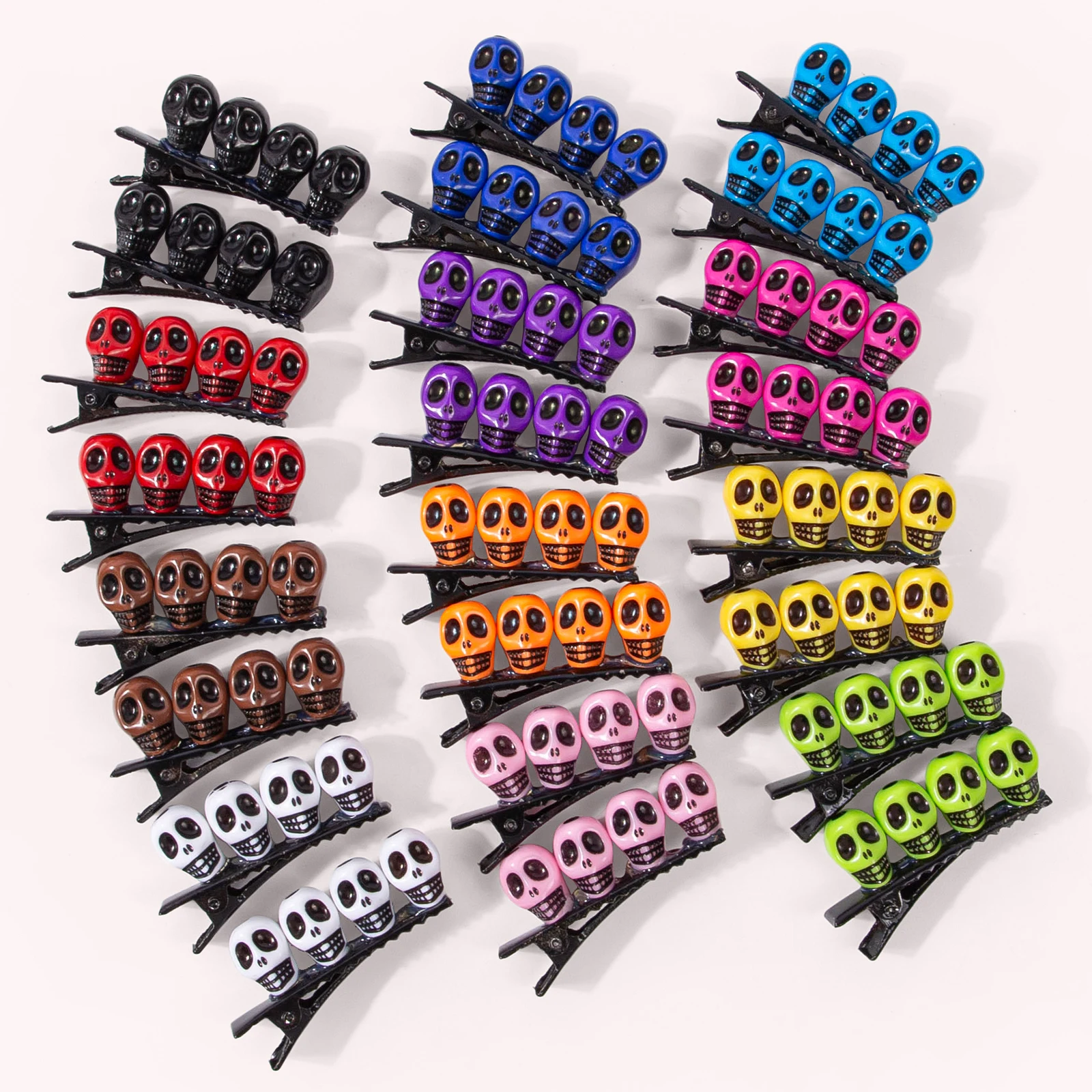 8/24pcs Girls Skull Hair Clips Cartoon Plastic Skull Hairpins Barrettes Clips Children Kids Halloween Party Hair Accessories